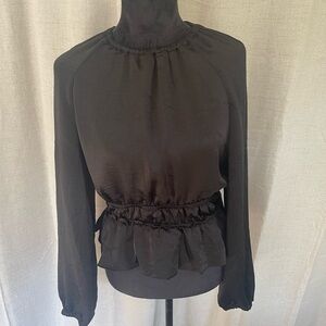 Steve Madden Black Ruffled Blouse